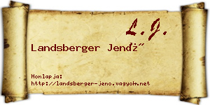 Landsberger Jenő névjegykártya